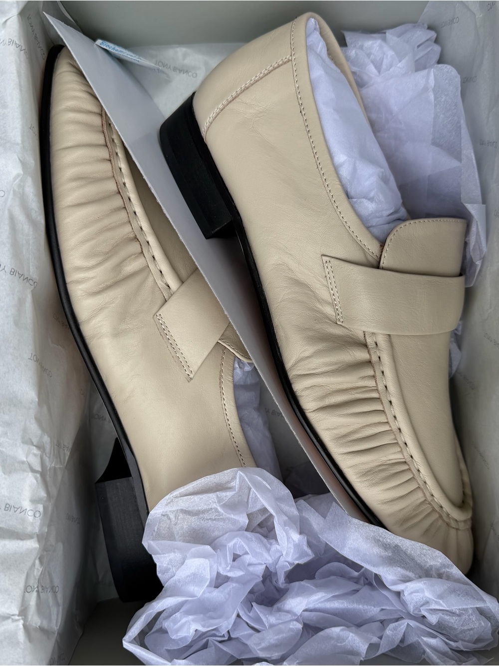 Tony Bianco Gatsby Ivory Cream Leather Loafers